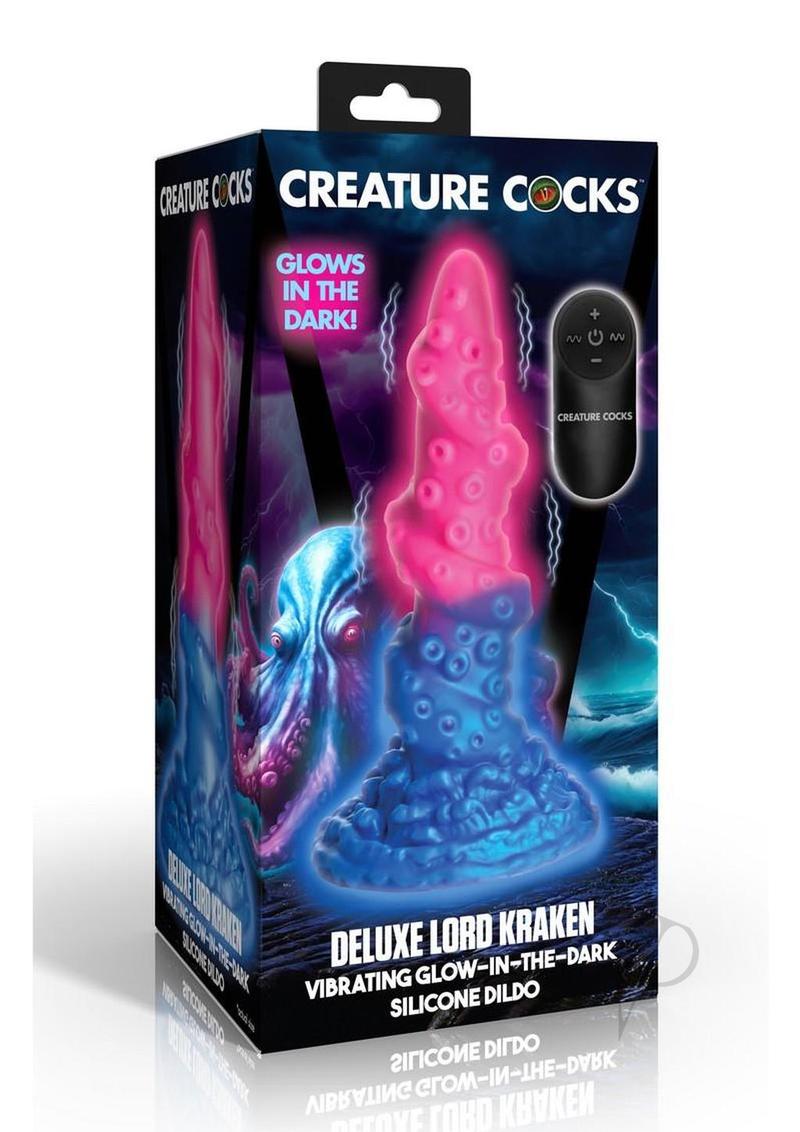 Creature cocks Deluxe Lord Kraken Vibrating Rechargeable Silicone Glow-in-the-Dark Dildo