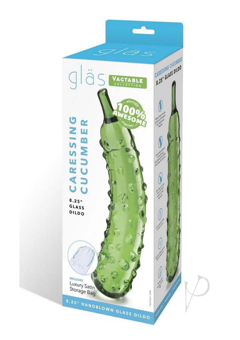 Glas Caressing Cucumber Glass Dildo 8.25in - Green