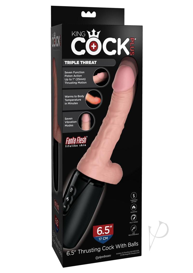 King Cock Plus Thrusting Cock with Balls 6.5in - Light Tone