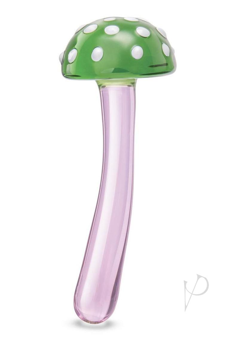 Glas Magic Mushroom Glass Dildo 7.5in - Pink/Green