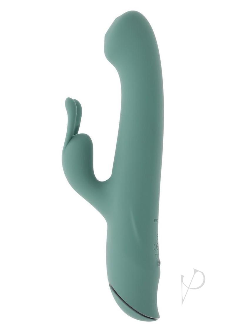 Satin Swirl Rechargeable Silicone Rabbit Vibrator with Clitoral Stimulator - Green
