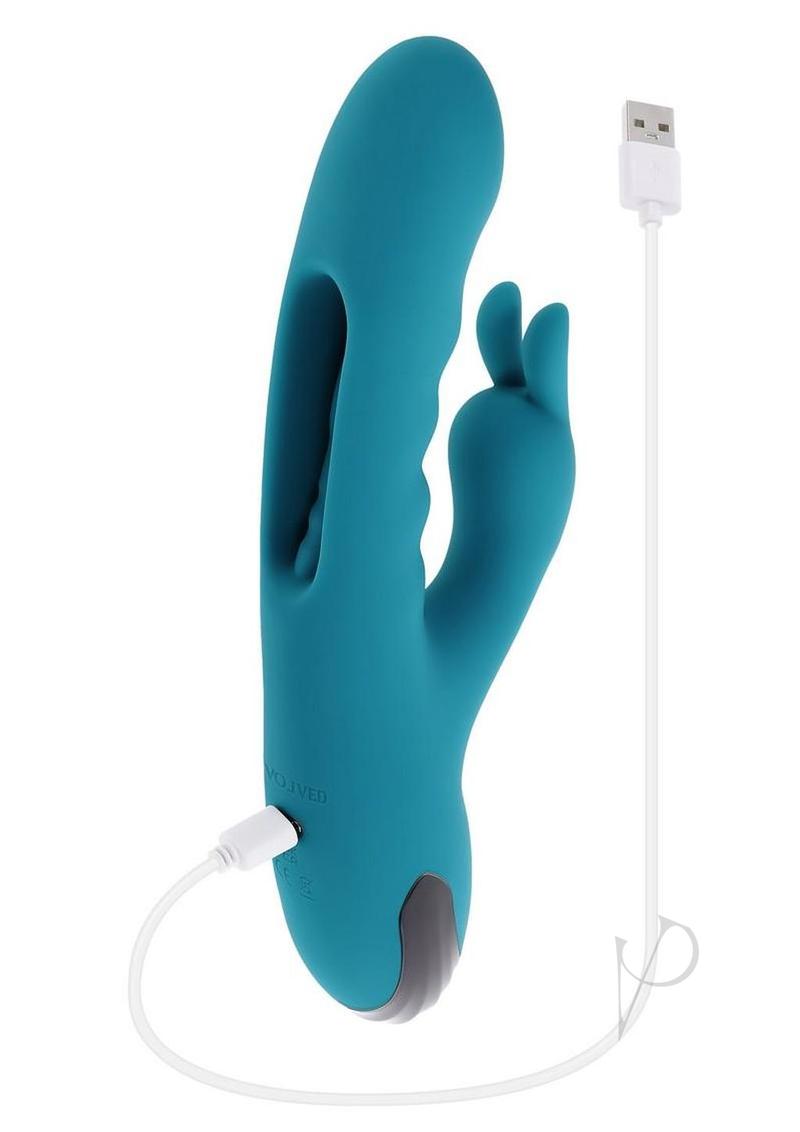 Bunny Tapper Rechargeable Silicone Tapping Rabbit Vibrator - Blue