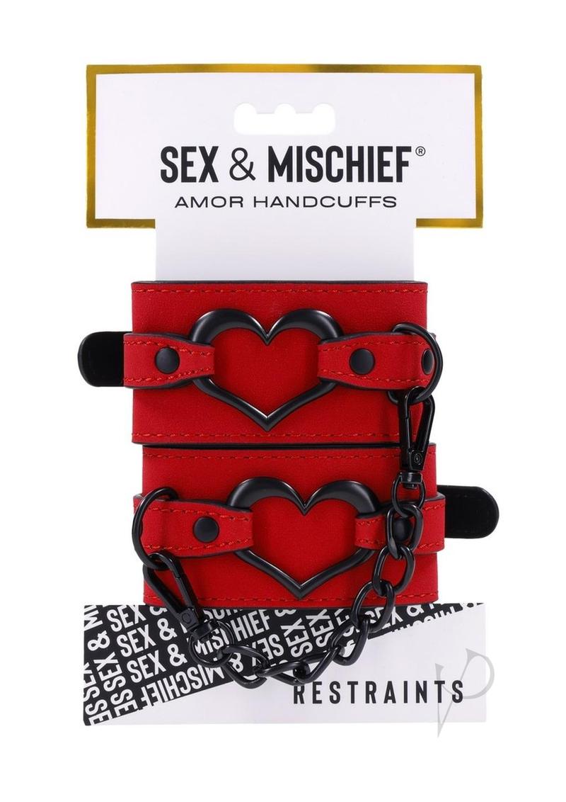 Sex & Mischief Amor Handcuffs - Red/Black