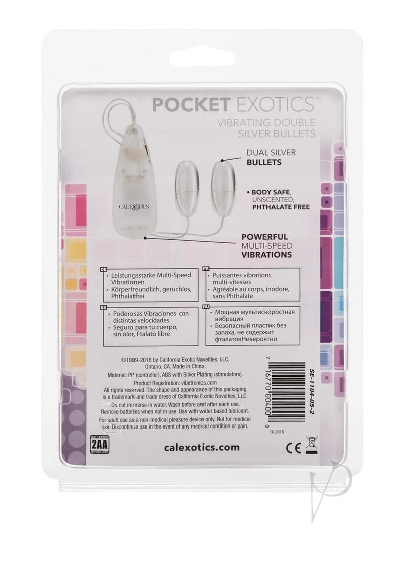 Pocket Exotics Vibrating Double Silver Bullets - Silver