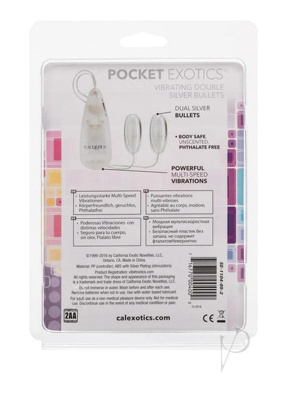 Pocket Exotics Vibrating Double Silver Bullets - Silver