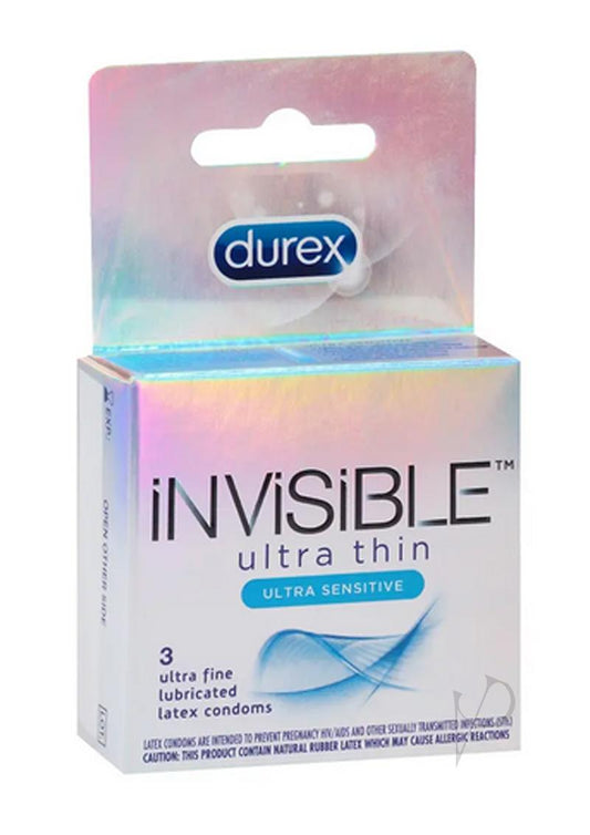 Durex Invisible Ultra Thin Lubricated Latex Condoms 3-Pack