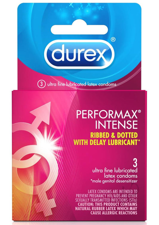 Durex Performax Intense Ribbed and Dotted Lubricated Latex Condoms 3-Pack