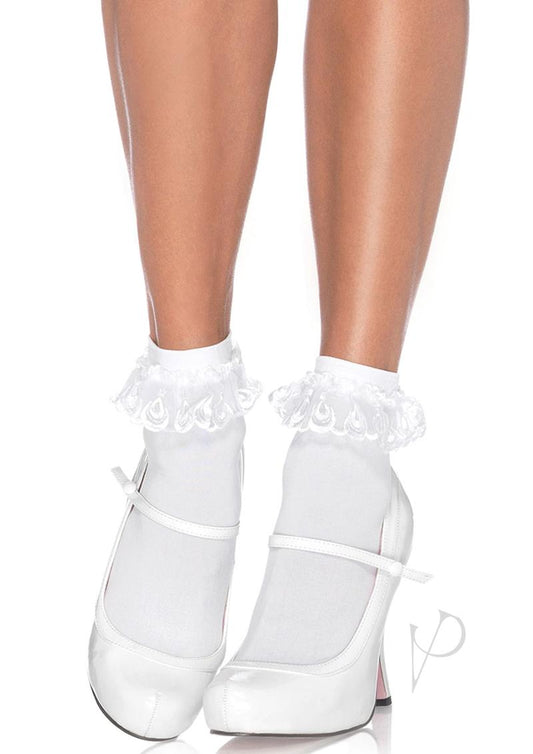 Leg Avenue Anklet with Lace Ruffle White