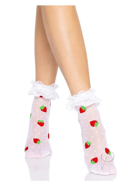 Leg Avenue Strawberry Polka Dot Ruffle Top Anklets - O/S