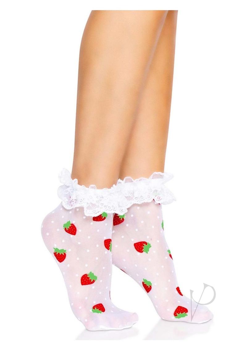 Leg Avenue Strawberry Polka Dot Ruffle Top Anklets - O/S