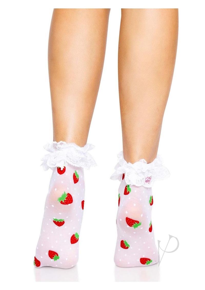 Leg Avenue Strawberry Polka Dot Ruffle Top Anklets - O/S