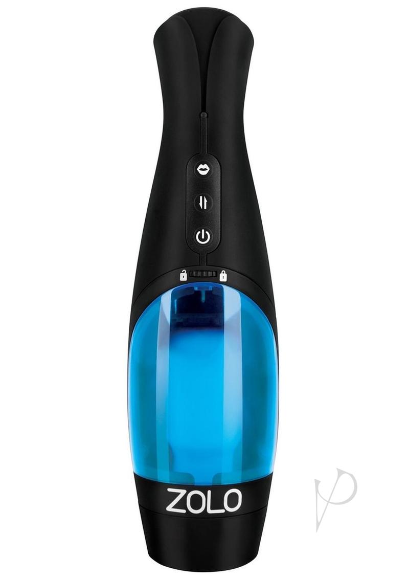 ZOLO Thrustbuster Rechargeable Vibrating Masturbator - Pussy - Blue/Black