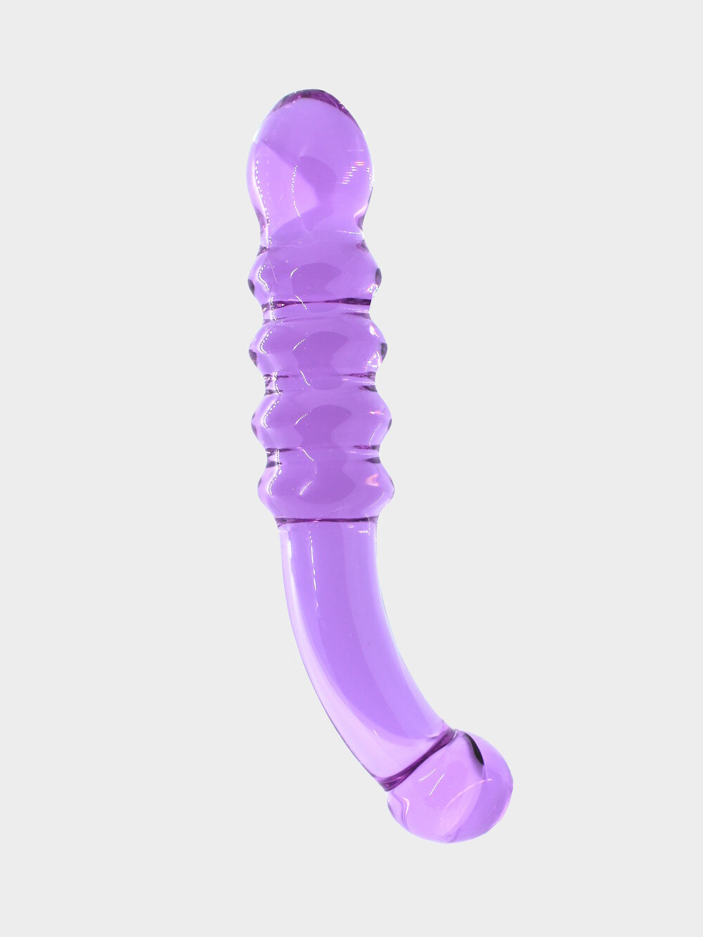 Glas Purple Rain Ribbed Dildo