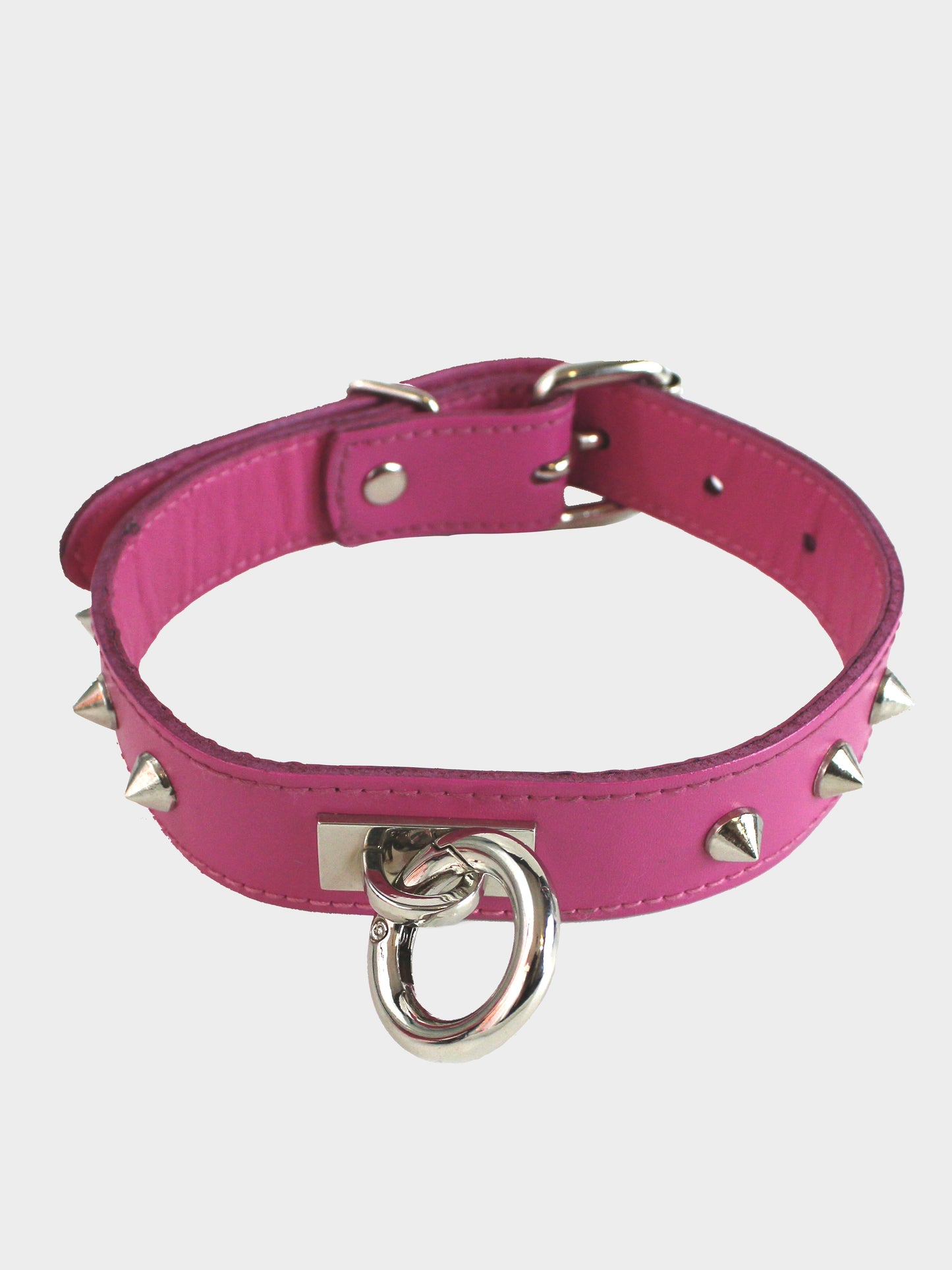 Rouge O Ring Studded Adjustable Leather Collar