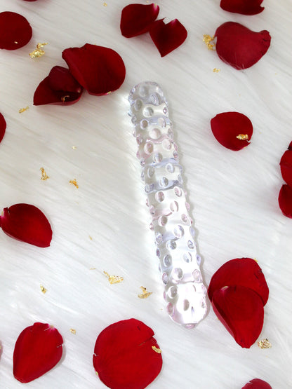Glas Purple Rose Nubby Dildo
