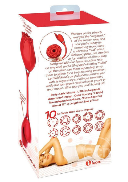 Wild Rose & Bullet Rechargeable Silicone Clitoral Stimulator with Suction - Red