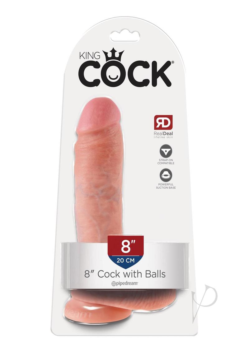 King Cock Dildo with Balls 8in