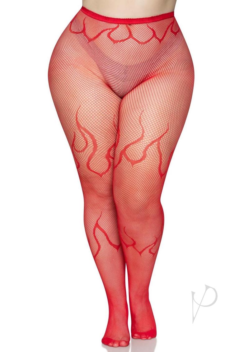 Leg Avenue Flame Net Tights Red